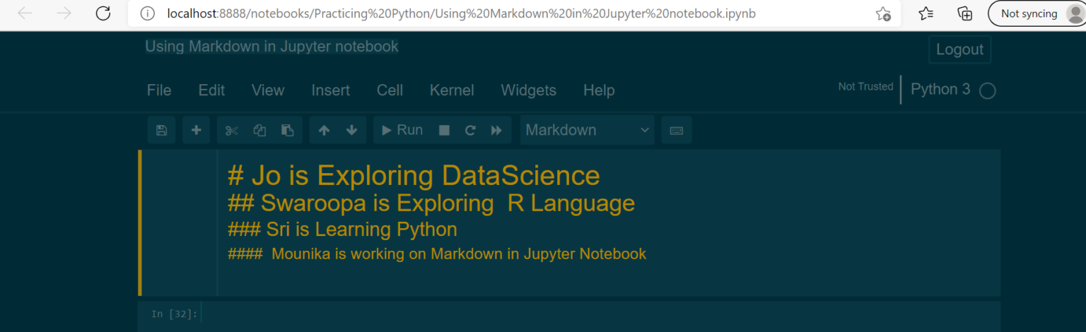 Markdown Cell In Jupyter Notebook - Sri Tech Studio