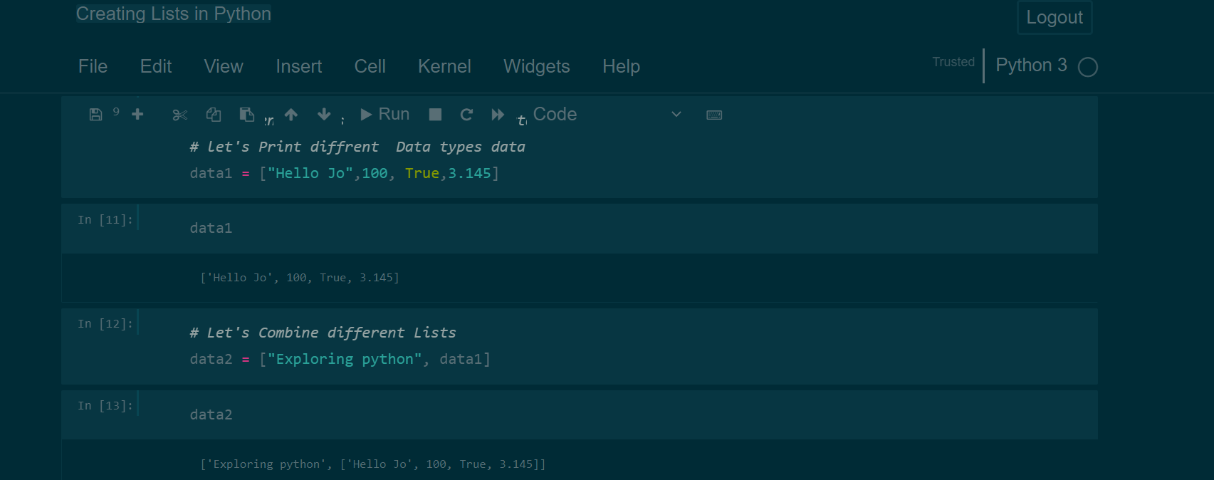 Creating Lists in python - Sri Tech Studio